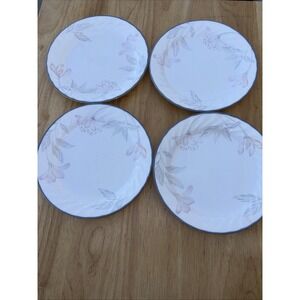 Set of 4 Corelle Pink Trio dessert sandwi Plates Swirl Edge Pastel Floral 7.25"